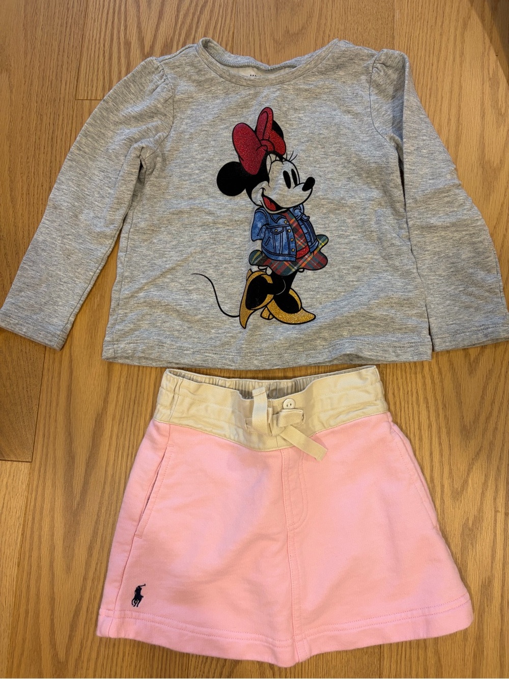 Gray Minnie Mouse Top + Pink Skort